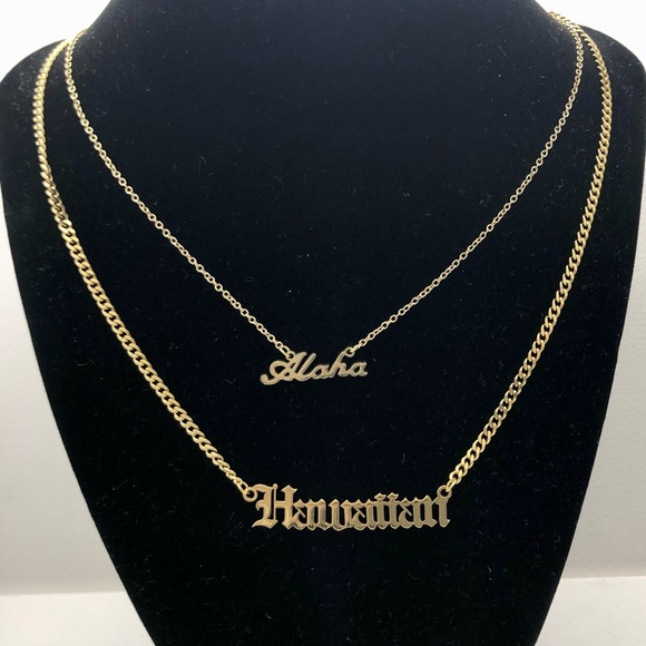 14k Gold Filled “HAWAIIAN” Nameplate Necklace - Picture 10 of 11